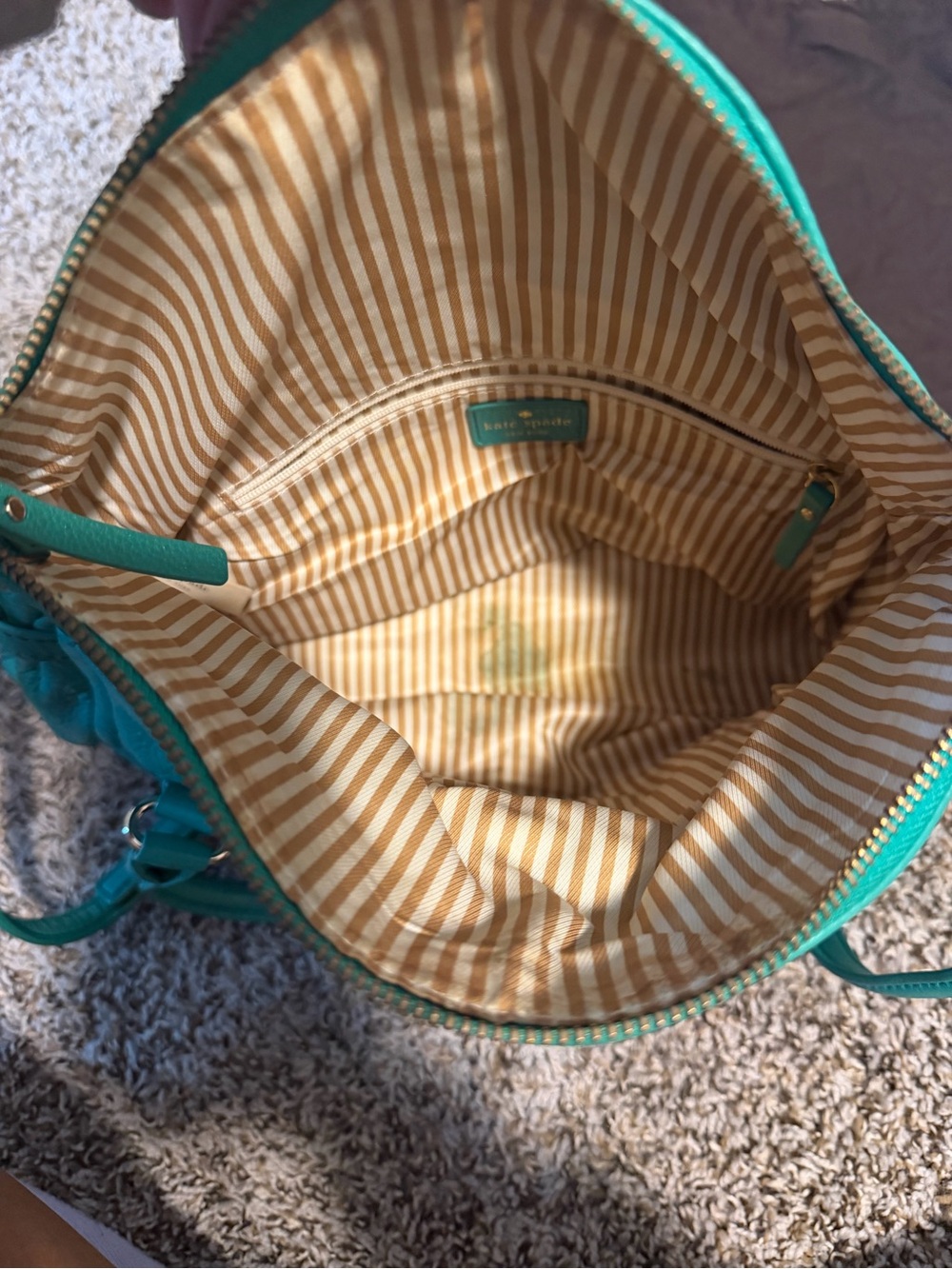 ⚡️Kate Spade Cobble Hill Teal Pebble Leather Fold Over - Picture 4 of 5